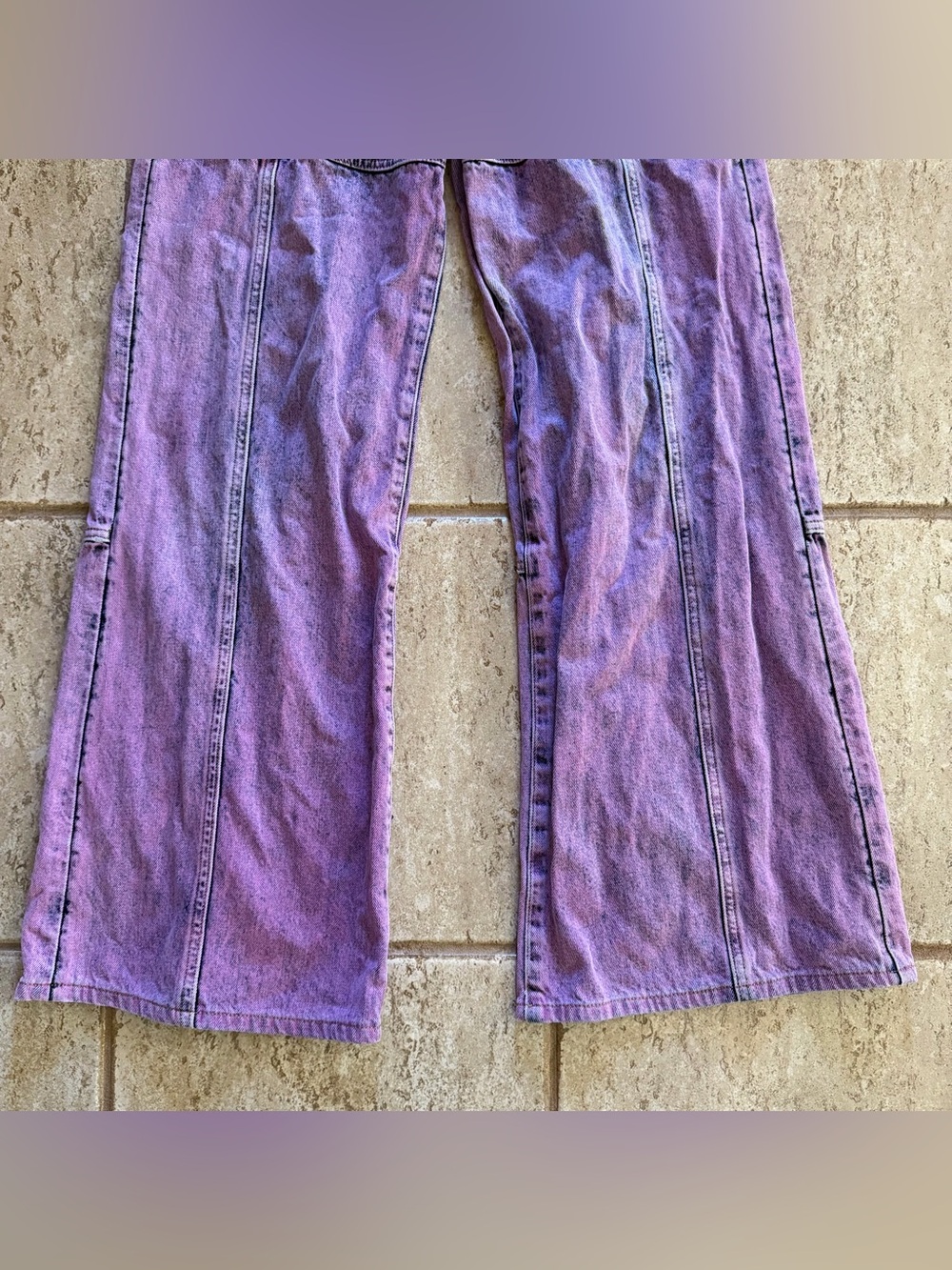 RARE Desigual x Maitrepierre Purple Wide-Leg Jeans, Sz M Acid Wash Distressed - Picture 5 of 10